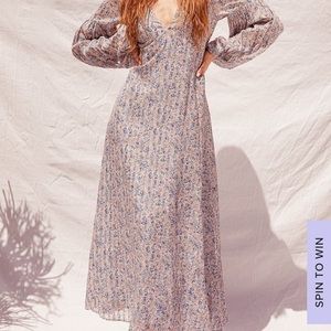 Floral Print Puff Sleeve Maxi Dress